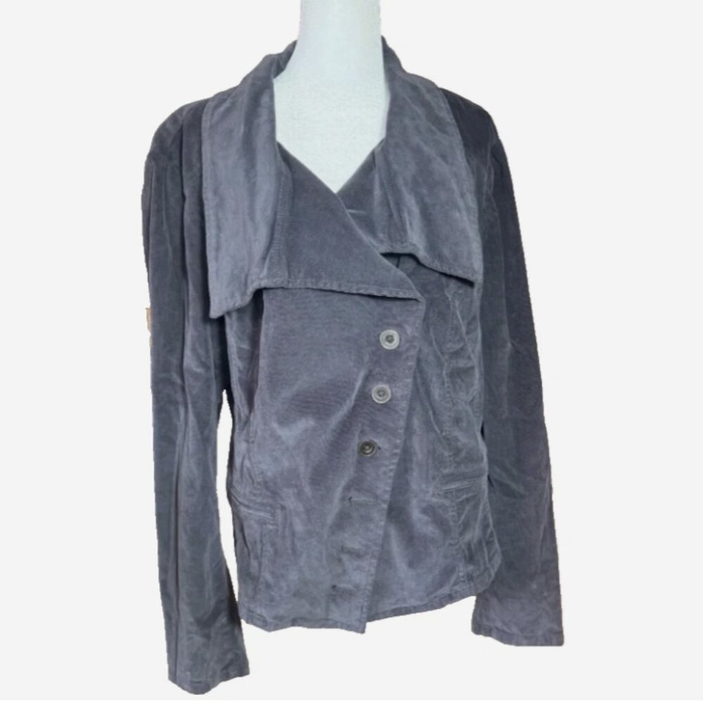 Lane Bryant Corduroy Military Jacket Womens 18 Dark Gray Asymmetrical NWOT